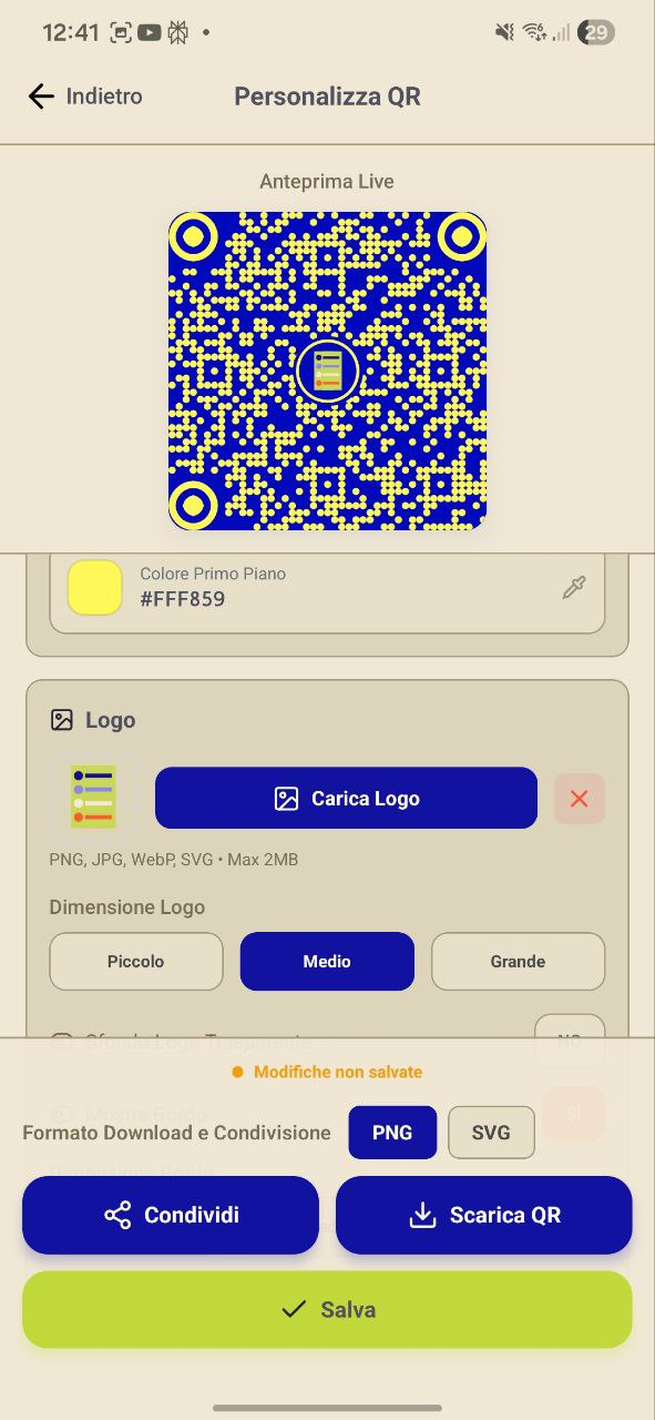 Personalizzazione QR code con colori brand