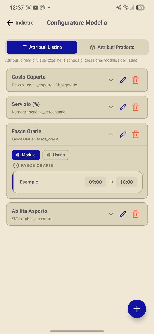 Configuratore Modello con attributi dinamici